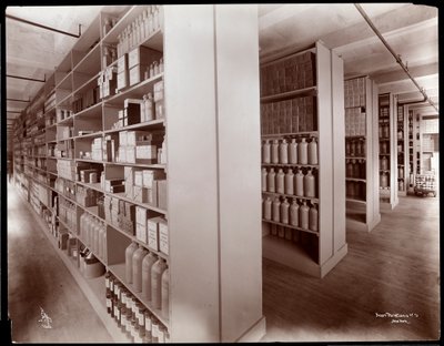 Interior View of a Chemical Storage Room at Parke, Davis & Co., Chemists, Hudson & Vestry Streets, New York by Byron Company